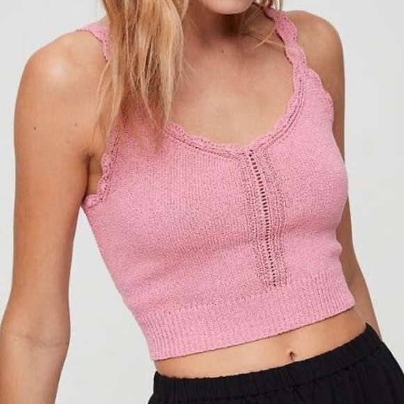 Aritzia Sunday Best Knit Top in Barbie Pink, Size Large - Picture 3 of 8